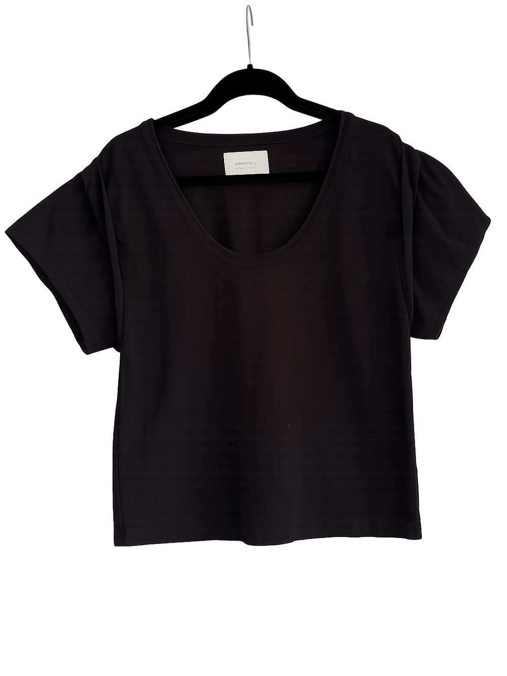 Citizens of Humanity Black Scoop Neck Rolled Sleeve Tee Size Large Made in USA
